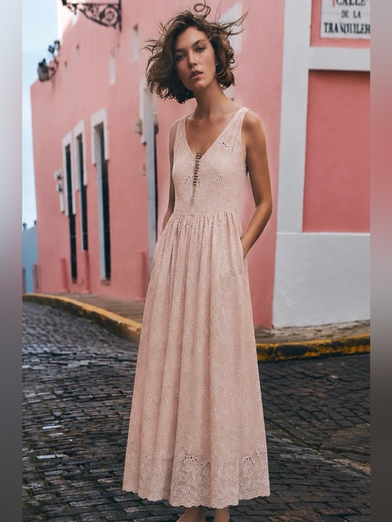 Anthropologie Dresses & Skirts - ANTHROPOLOGIE: Pink Eyelet Maxi Dress